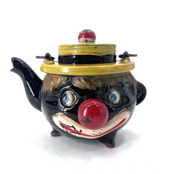 Antique Thames 1940's Redware Clown Teapot - Picture 1 of 10